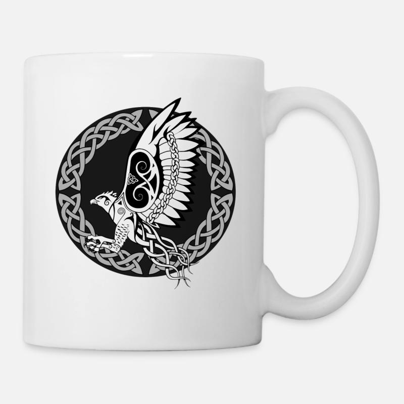Celtic Harpy / Celtic Harpy Bird (With Circle) - Mug - white