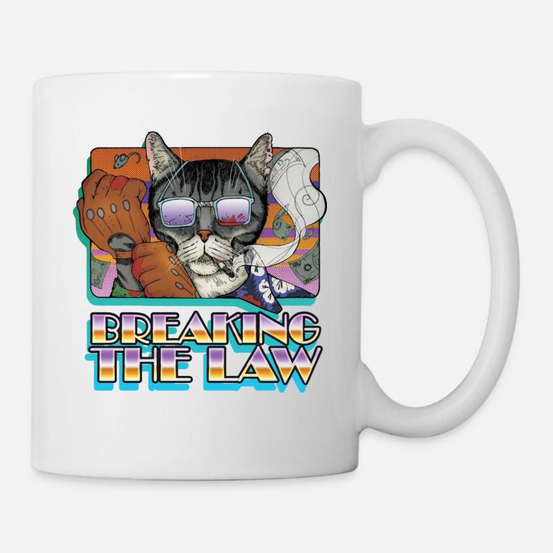 Verbrechen Katze in den Schatten - Abbremsen des Gesetzes - Tasse - Weiß