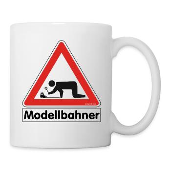 Warnschild "Modellbahner E Lok" - Tasse - Weiß - Rechts