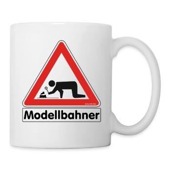 Warnschild "Modellbahner Dampflok" - Tasse - Weiß - Rechts