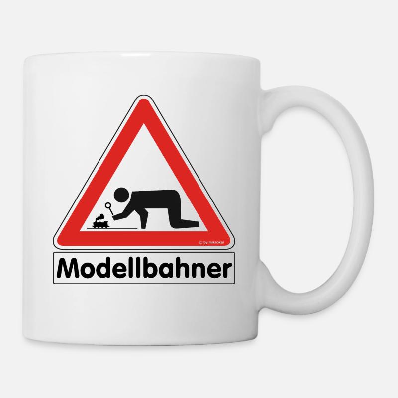 Warnschild "Modellbahner Dampflok" - Tasse - Weiß