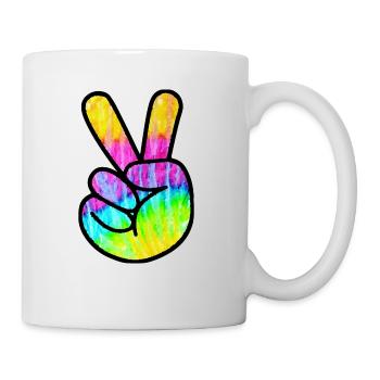 Victory Finger - Friedenszeichen - Tasse - Weiß - Rechts