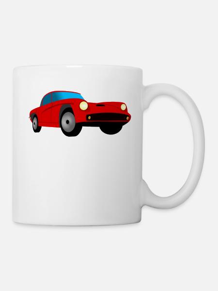Red, stylish car. Gift - Mug - white