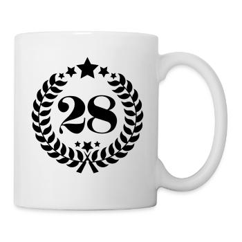 28ter Geburtstag Kranz Zahl 28 Jahrgang Alter - Tasse - Weiß - Rechts