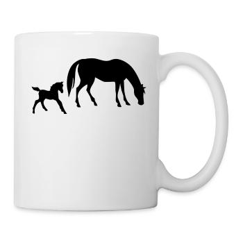 Pferd und Fohlen Design - Tasse - Weiß - Rechts