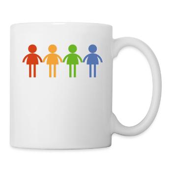 4 Personen in verschiedenen Farben. Geschenkidee - Tasse - Weiß - Rechts
