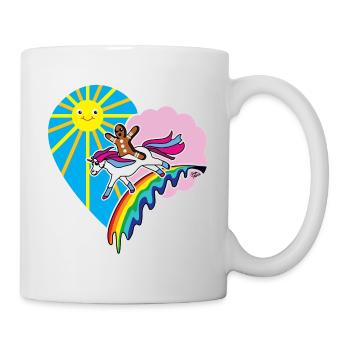 kidscontest Kinder Herz Einhorn Lebkuchenmann - Tasse - Weiß - Rechts
