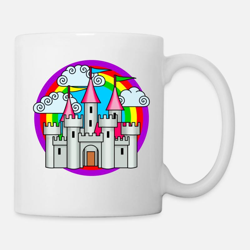 Zauberschloss mit Regenbogen - Tasse - Weiß
