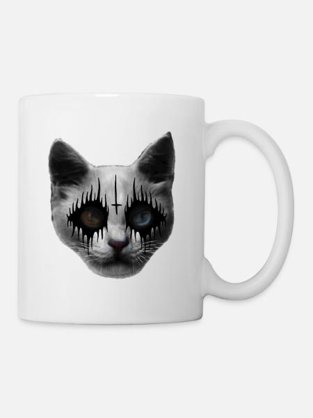 Black Metal Katze - Tasse - Weiß