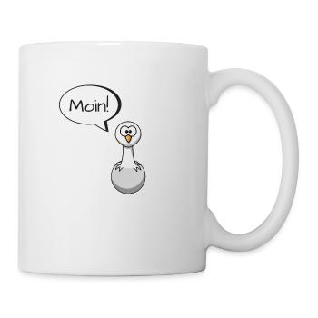 Moin! Möwe mit Sprechblase Lustig Geschenk Idee - Tasse - Weiß - Rechts
