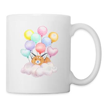 Träumender Fuchs auf Wolke mit Ballons - Tasse - Weiß - Rechts