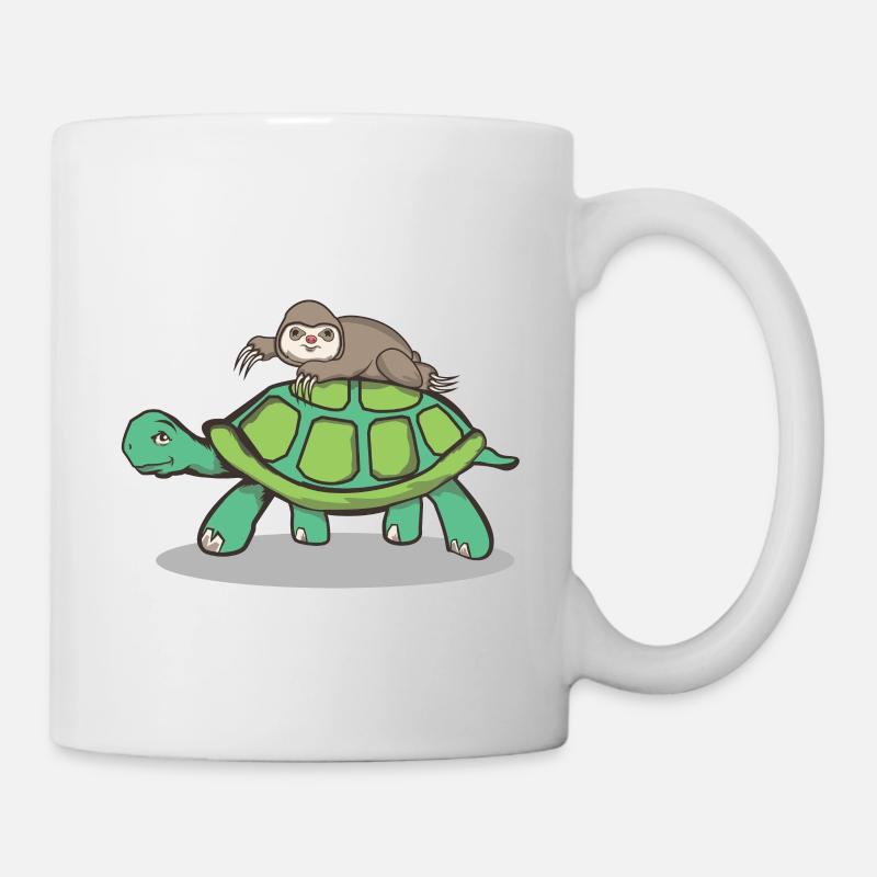Faultier Rennen T-Shirt - Tasse - Weiß