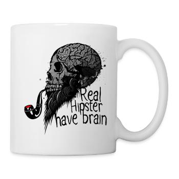 real hipster death head have brain crane skull p - Mug - white - Right
