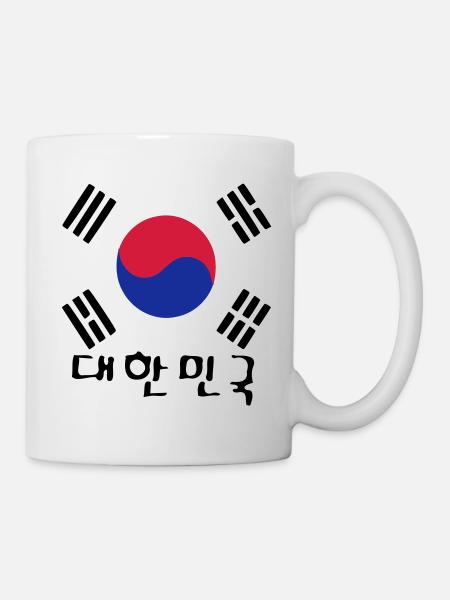 Corée du Sud drapeau et txt coréen - Mug blanc - blanc