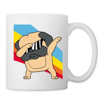 Retro Vintage Style Pop Art Dabbing Dab Mops Hund - Tasse - Weiß - Rechts