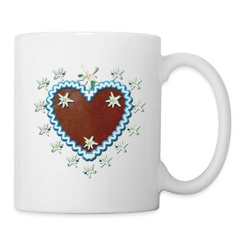 coeur de pain d'épice Edelweiss + votre texte - Mug blanc - blanc - Droite
