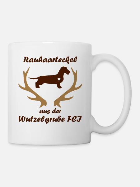 Wutzelgrube Logo Geweih - Tasse - Weiß