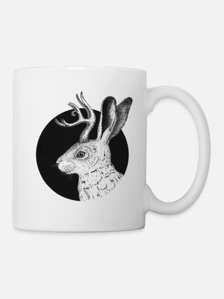 Jackalope - fabelhafter Hase mit Geweih - Tasse - Weiß