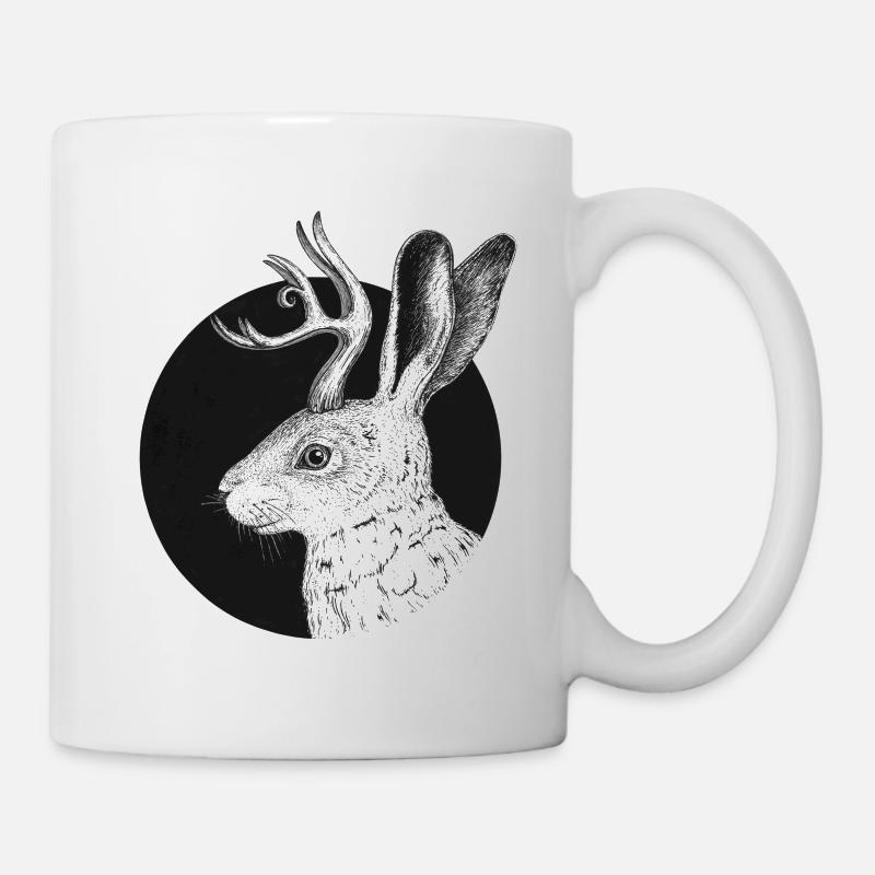 Jackalope - fabelhafter Hase mit Geweih - Tasse - Weiß