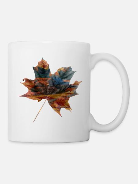 Herbst Blatt Landschaft Geschenkidee - Tasse - Weiß