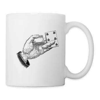 Hand with card trick - Mug - white - Right