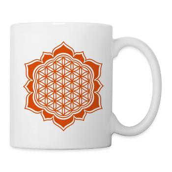 Blume des Lebens, Lotus, 23 Motiv Farben, Yoga, Om - Tasse - Weiß - Rechts