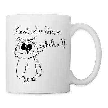 Komischer Kauz Schuhuu - Tasse - Weiß - Rechts