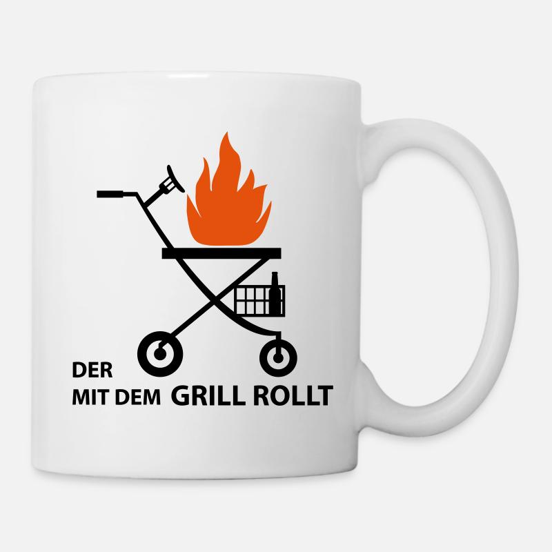 Rollator avec barbecue - Cadeau pour grand-père - JGA - Mug blanc - blanc