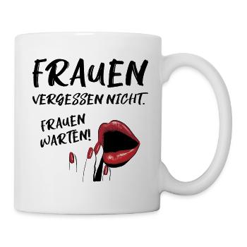 Frau Frauen Rache Lippen Lippenstift Rot Nägel - Tasse - Weiß - Rechts