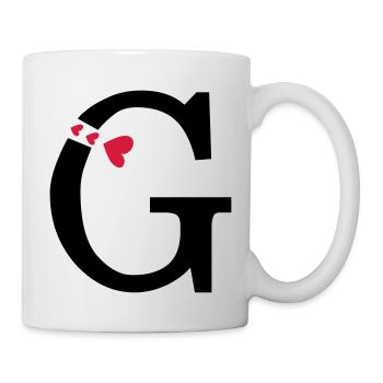 Capital letter G with hearts - Mug - white - Right