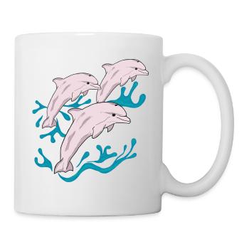Drei Delphine - Tasse - Weiß - Rechts