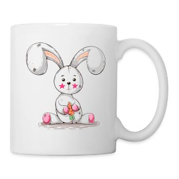 Niedliches Kaninchen Cartoon Frohe Ostern Geschenk - Tasse - Weiß - Rechts