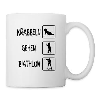 Krabbeln Gehen Biathlon Baby Geschenk - Tasse - Weiß - Rechts