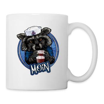 Kaffeeliebender Waschbär | Yolo-Artwork - Tasse - Weiß - Rechts