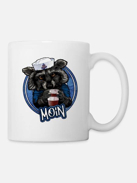 Kaffeeliebender Waschbär | Yolo-Artwork - Tasse - Weiß