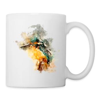 Effet aquarelle oiseau martin-pêcheur - Mug blanc - blanc - Droite