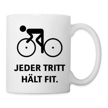 Jeder Tritt Hält Fit. (Fahrrad Fahren) - Tasse - Weiß - Rechts