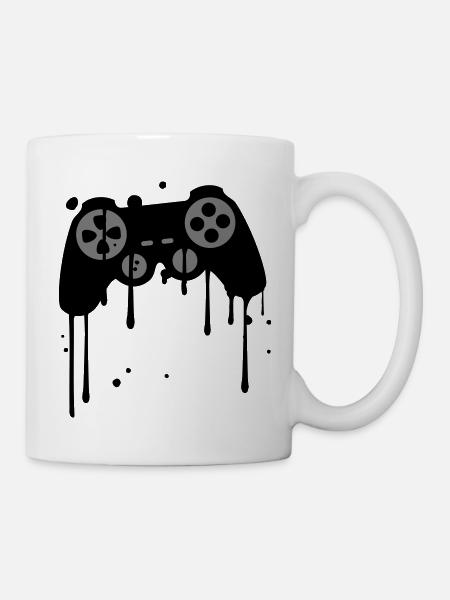 controller graffiti tropfen klex farbe spritzer - Tasse - Weiß