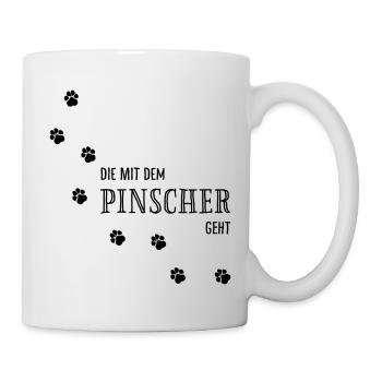 Die mit dem Pinscher geht - Hundepfoten - Tasse - Weiß - Rechts