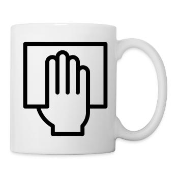 Hand mit Stimmzettel - Tasse - Weiß - Rechts