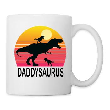 Daddysaurus Dinosaurier Dino Vater Dad Papa Shirt - Tasse - Weiß - Rechts