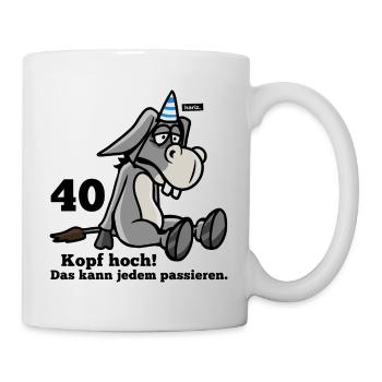 40 Kopf Hoch Das Kann Jedem Passieren Esel 40 Gebu - Tasse - Weiß - Rechts