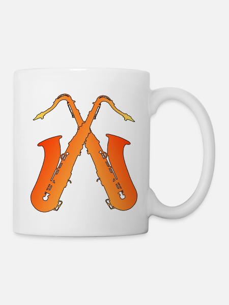 Saxofone / Orange - Tasse - Weiß