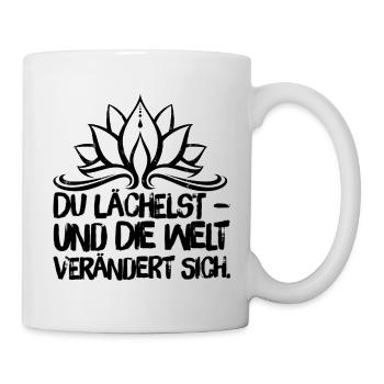 Yoga Meditation Spiritualität Lächeln Schwarz - Tasse - Weiß - Rechts