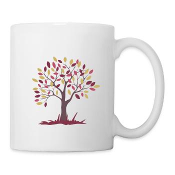 arbre brun à feuilles roses et jaunes - Mug blanc - blanc - Droite