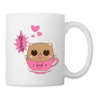 Katze süß - Tasse - Weiß - Rechts