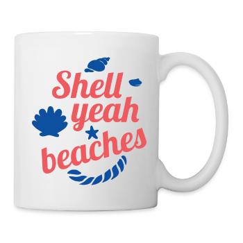 Shell ouais les plages - Mug blanc - blanc - Droite