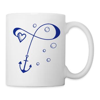 Anchor with heart on the rope - infinite love - Mug - white - Right