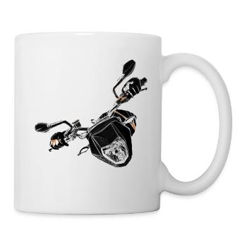 Motorrad in Bewegung, in der Kurve, Motorbike - Tasse - Weiß - Rechts
