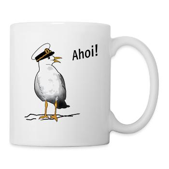 Mouette, ahoy, capitaine, mer - Mug blanc - blanc - Droite